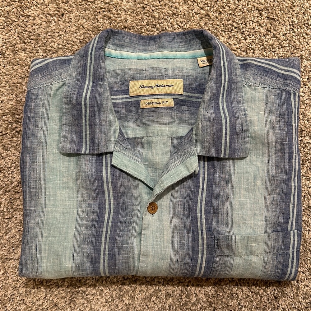 Tommy Bahama Men’s Short Sleeve Button Down Original Fit Linen Shirt Siz…